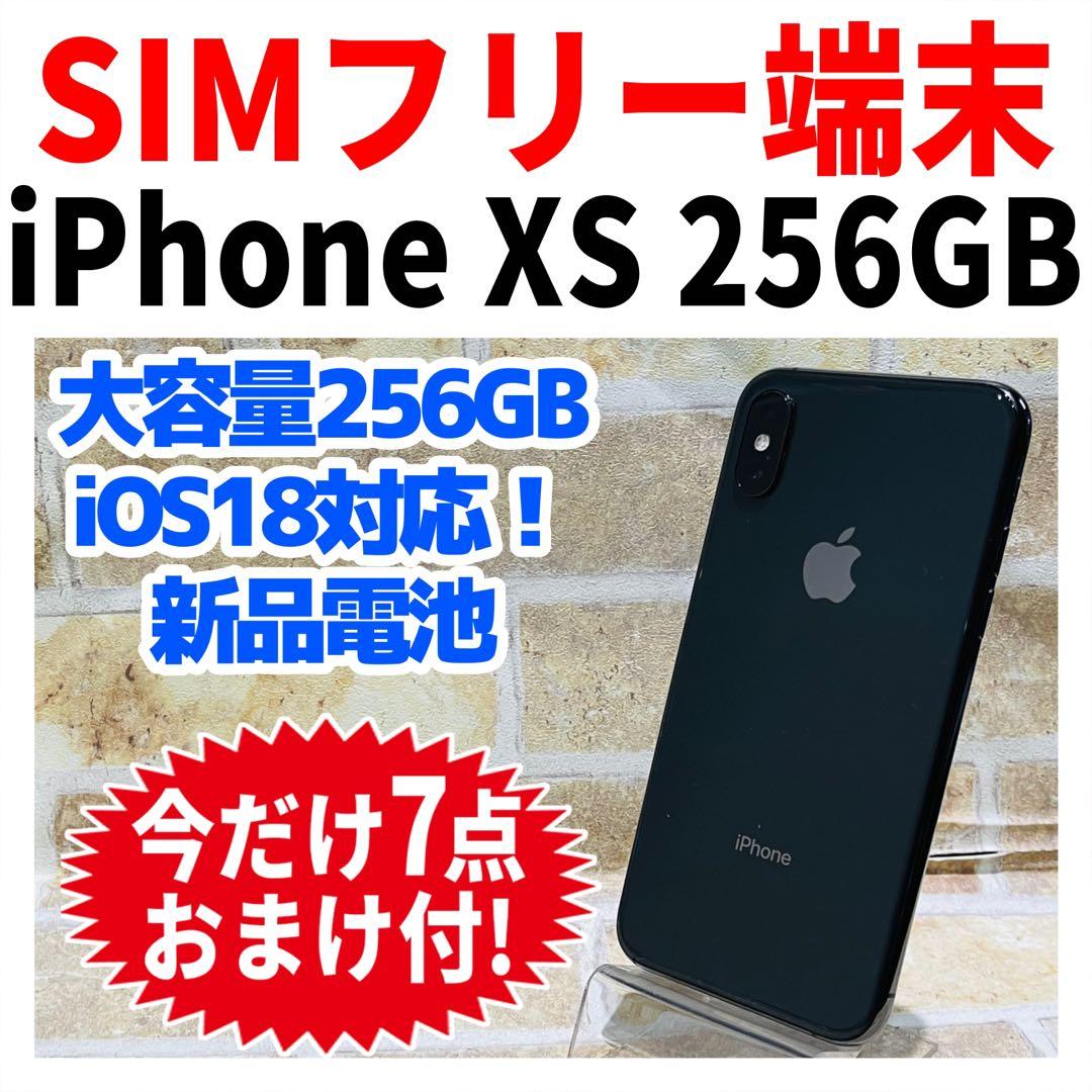 SIMフリー iPhoneXS 256GB スペースグレイ 新品電池 ムスビー｜【SIMフリー】iPhoneX 256GB スペースグレイ 電池100％ 利用