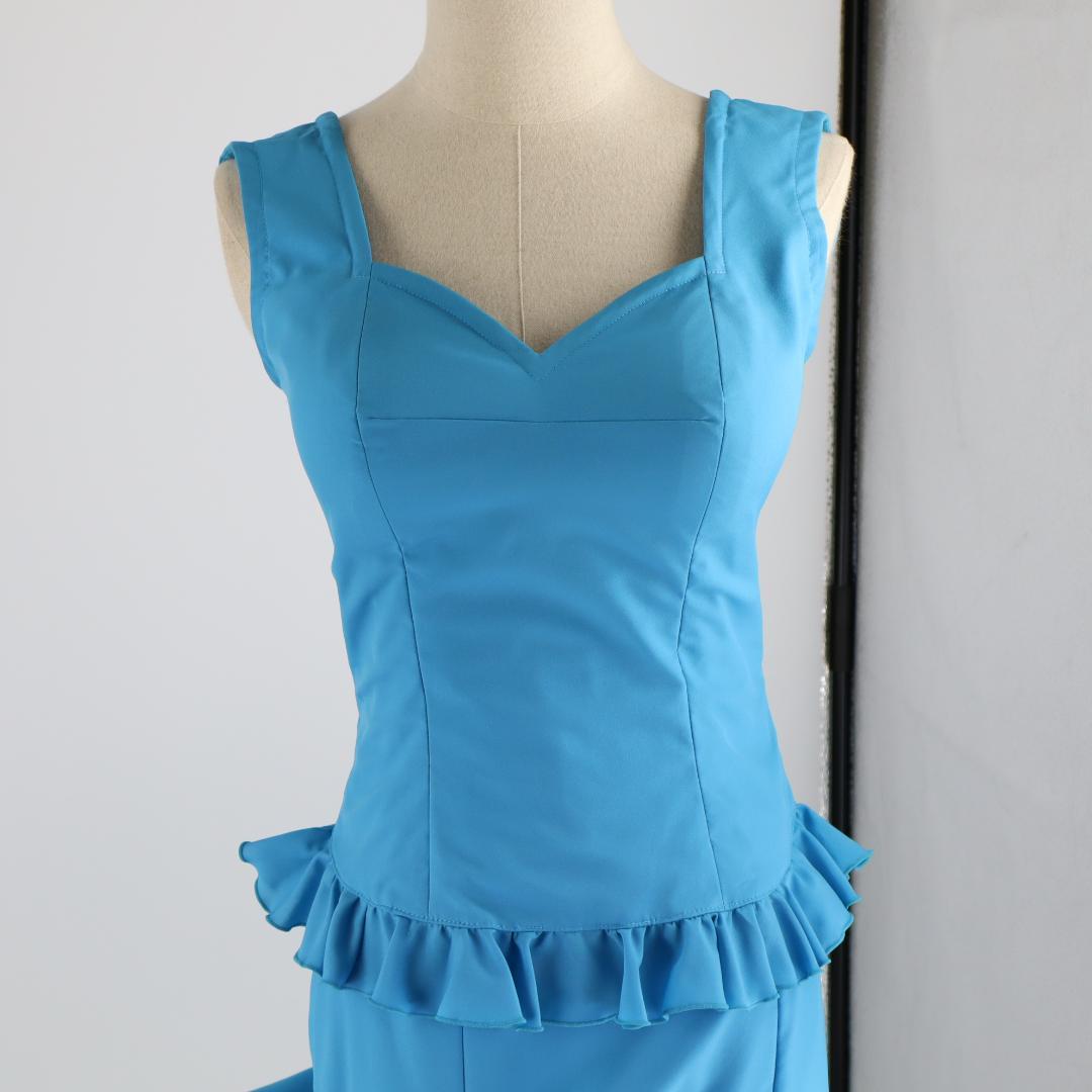 美品 フラメンコ衣装】スカイブルー アトリエ貴美恵 ブラウス ファルダ