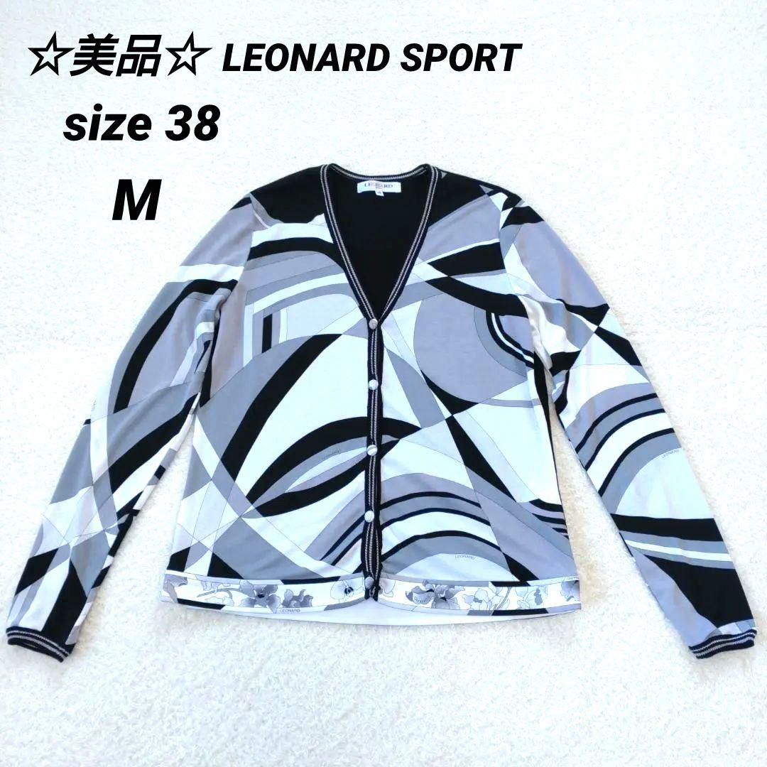 レオナールスポーツ　総柄　カーディガン　ニットコンビ　長袖　38　M 中古・古着通販】LEONARD (レオナール) 総柄カーディガン ブラック
