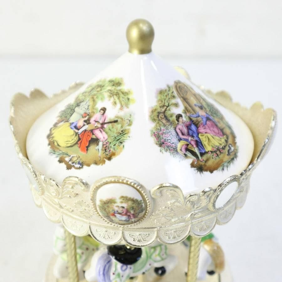 新品 サンキョーオルゴール 八十日間世界一周 メリーゴーランド 陶器製