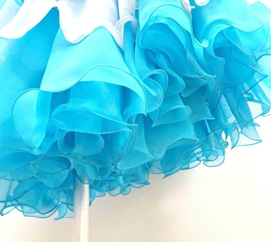 Y5434【白樺ドレス】M☆水色/スワロフスキー/スタンダード☆社交ダンス