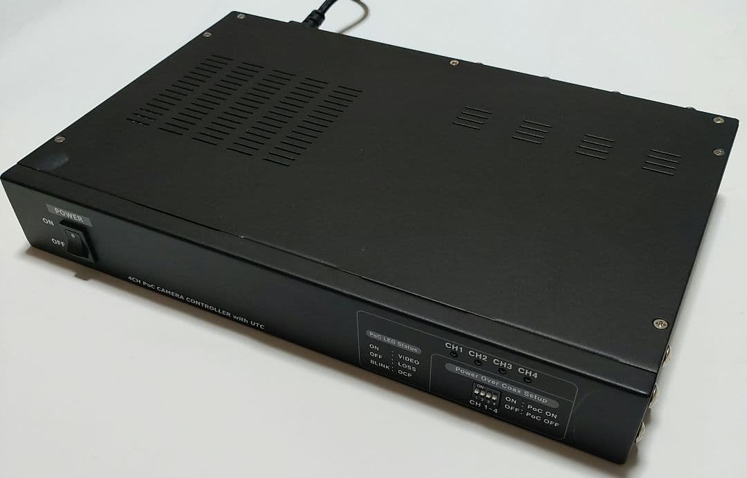 PoC AHD 4ch ワンケーブルシステム（受信機） 防犯カメラ AHD 監視 電源ユニット PoC ワンケーブル専用 4ch 4台接続