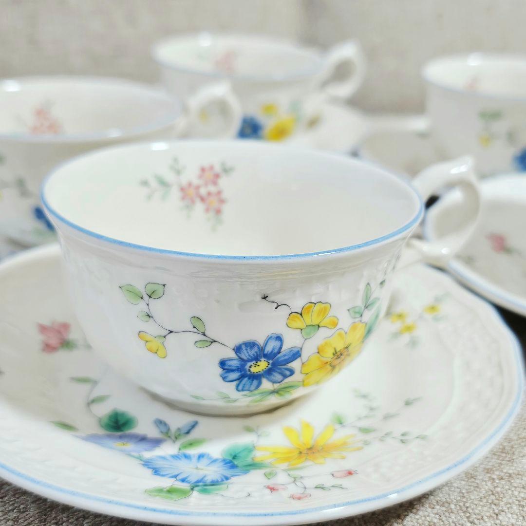 昭和レトロ ミカサ mikasa フローラル 花柄 カップ&ソーサー 5客セット