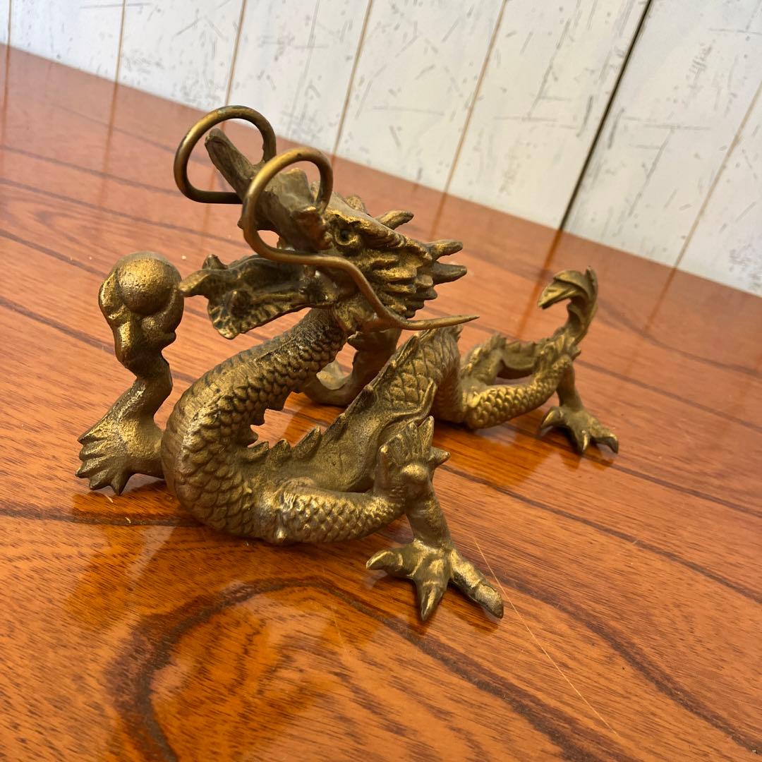 昭和レトロ 鉄製 アイアン 金属工芸 龍 竜 ドラゴン 置物 オブジェ