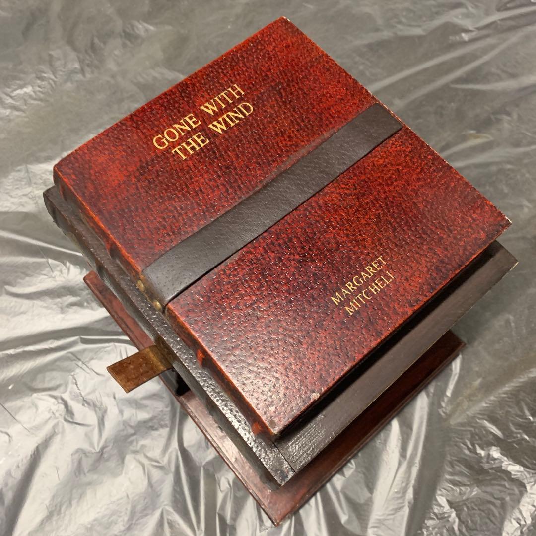 中古アンティーク調 洋書スタイル小物入れ 木製箱 ヴィンテージ風