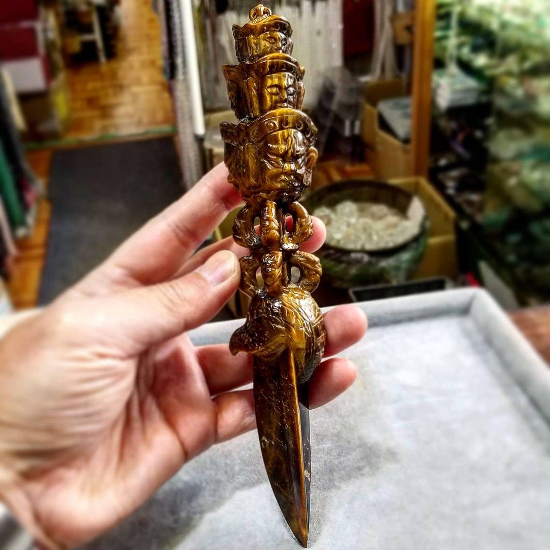 タイガーアイ　独鈷杵 Amazon.co.jp: 【 福縁閣 】プルパ 金剛杭 独鈷杵 タイガーアイ 51mm