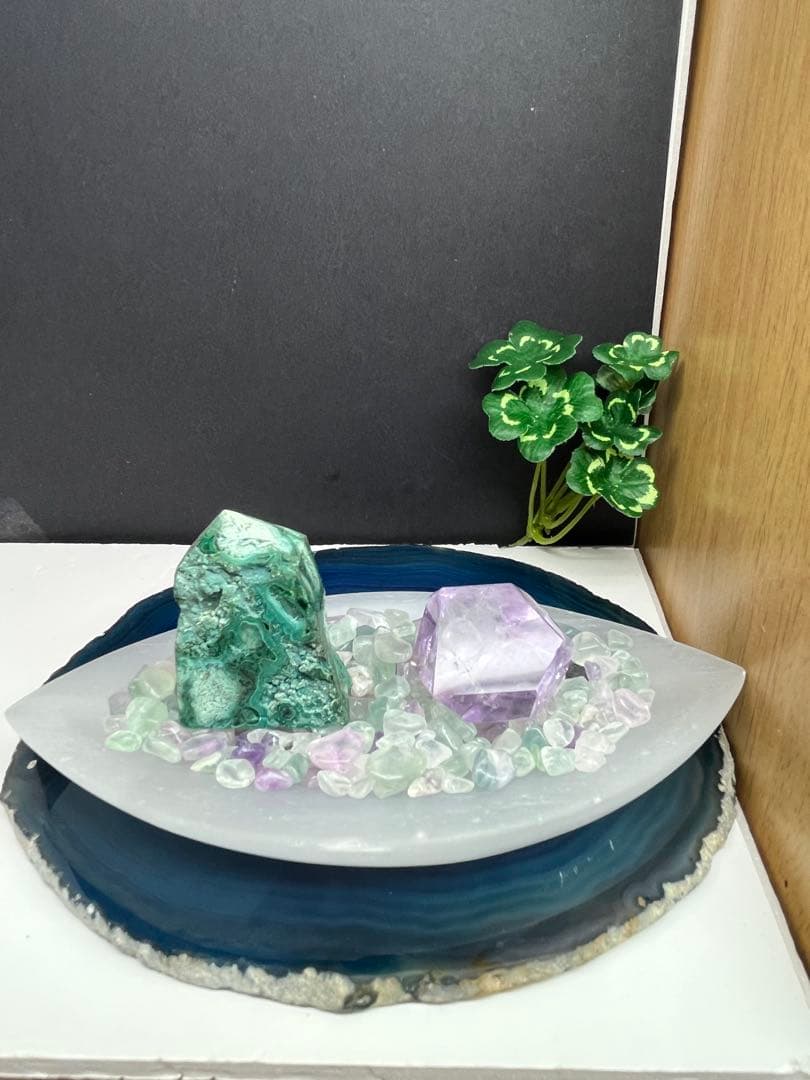 天然石 セレナイト お皿 フローライト細石50g⭐️2032