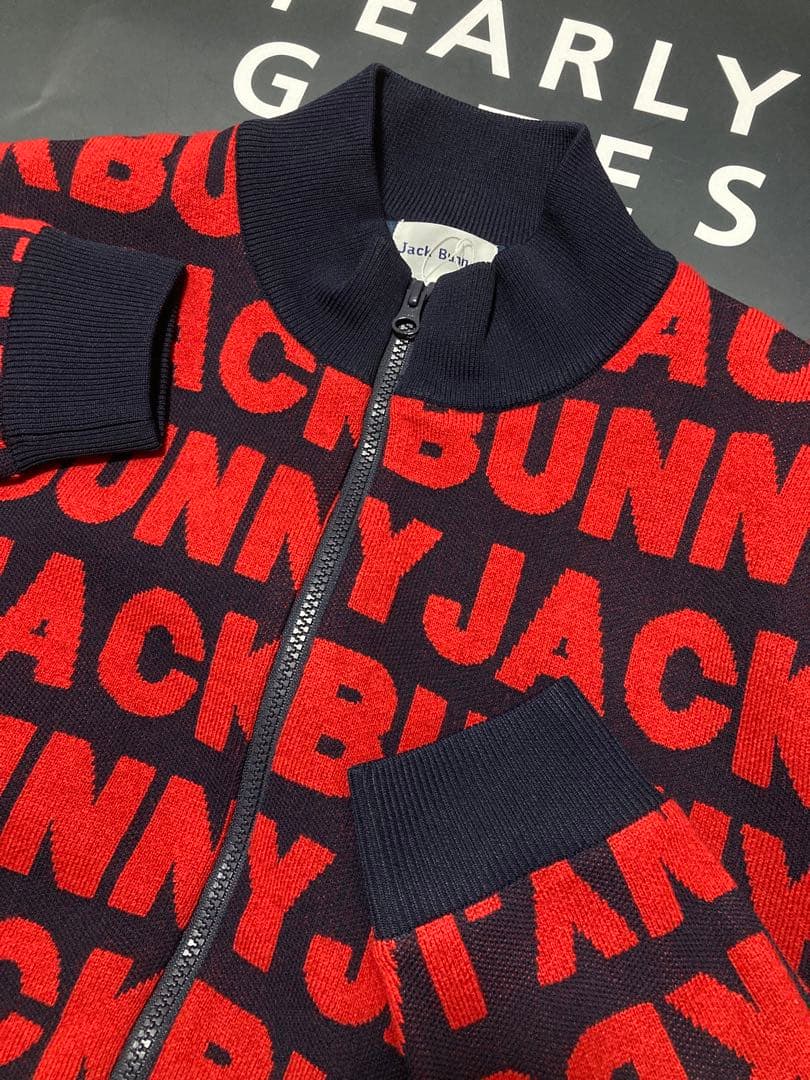 新品 パーリーゲイツ ジャックバニー ロゴジャガード防風裏地ブルゾン