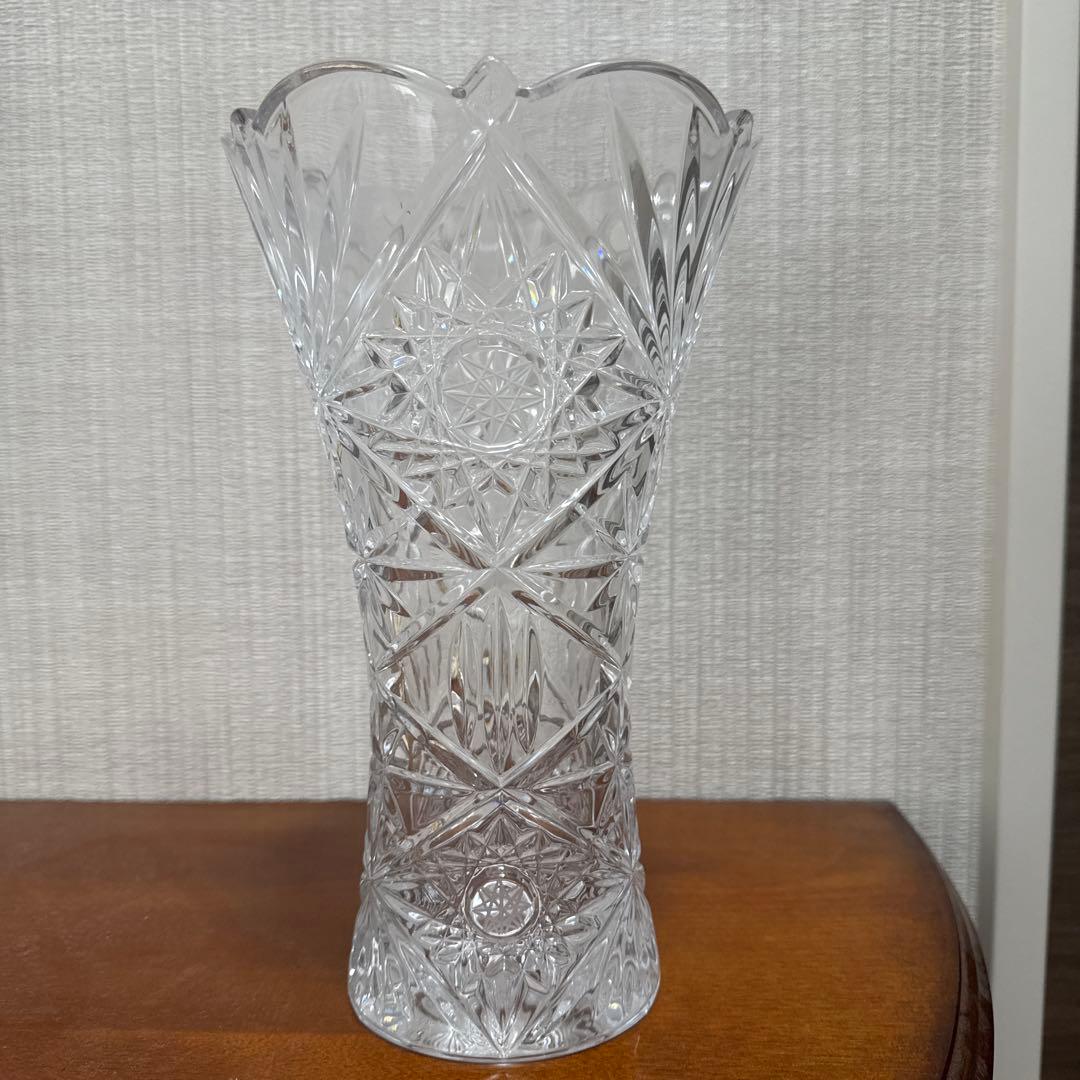 ボヘミア クリスタル 花瓶 ガラス チェコ - メルカリ