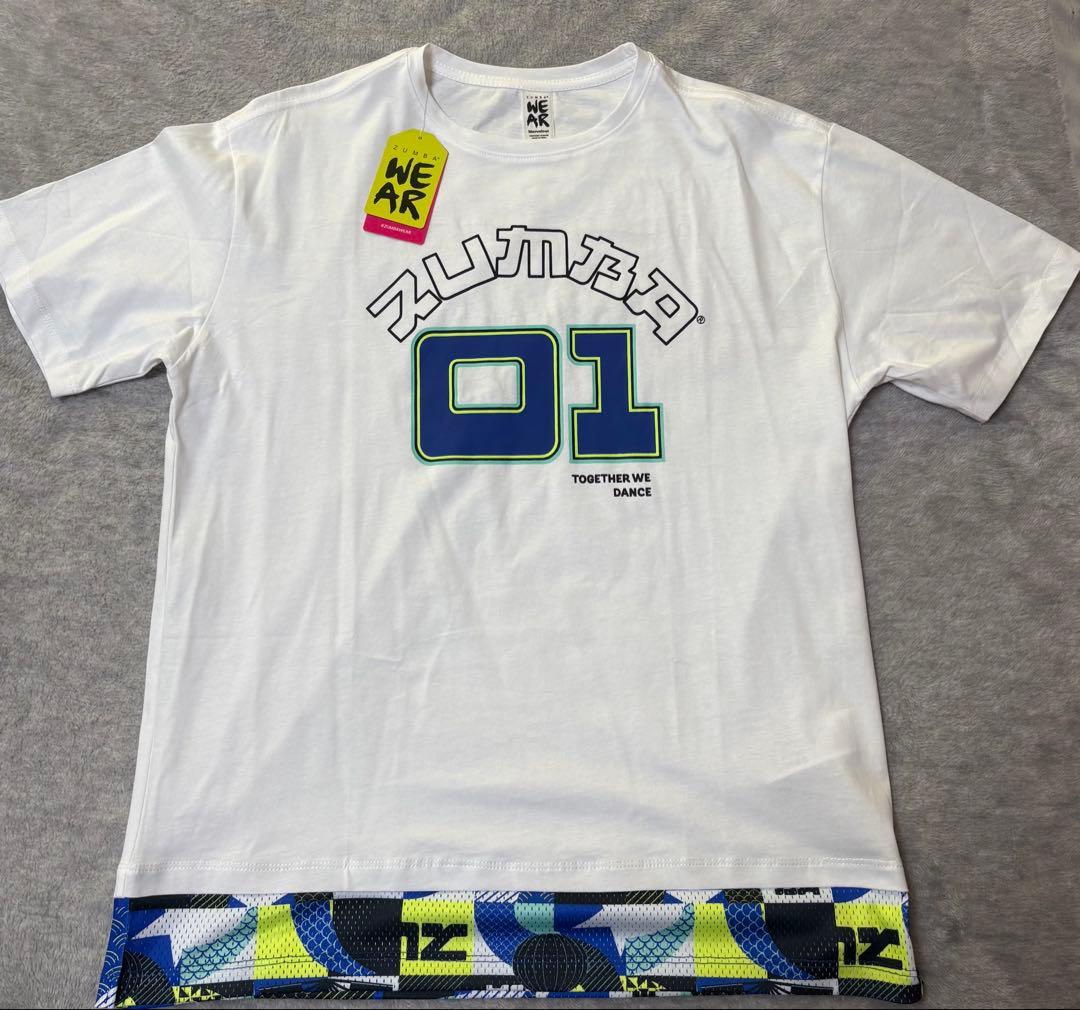 新作ZUMBA メッシュTシャツ ホワイト Mサイズ ナンバリング 新品未使用