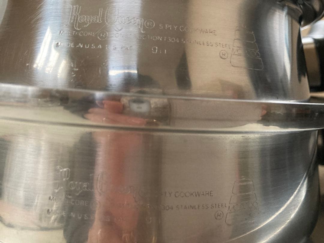 ロイヤルクイーン鍋IH対応 大小フライパン 1QT スチーマー ラック