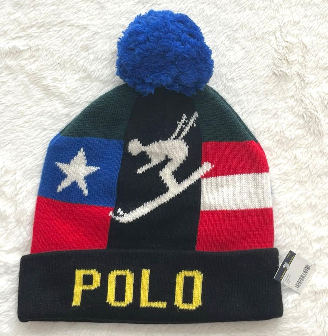 6r783 ポロ ラルフローレン ポンポン ニット帽 ダウンヒル スキー