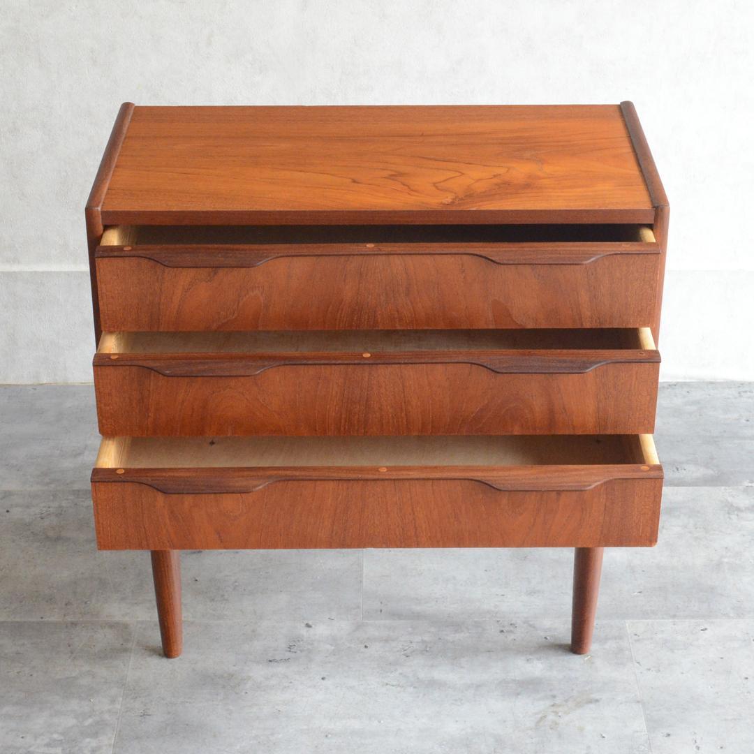 デンマーク 北欧ヴィンテージ チーク 3段チェスト 北欧家具 サイド