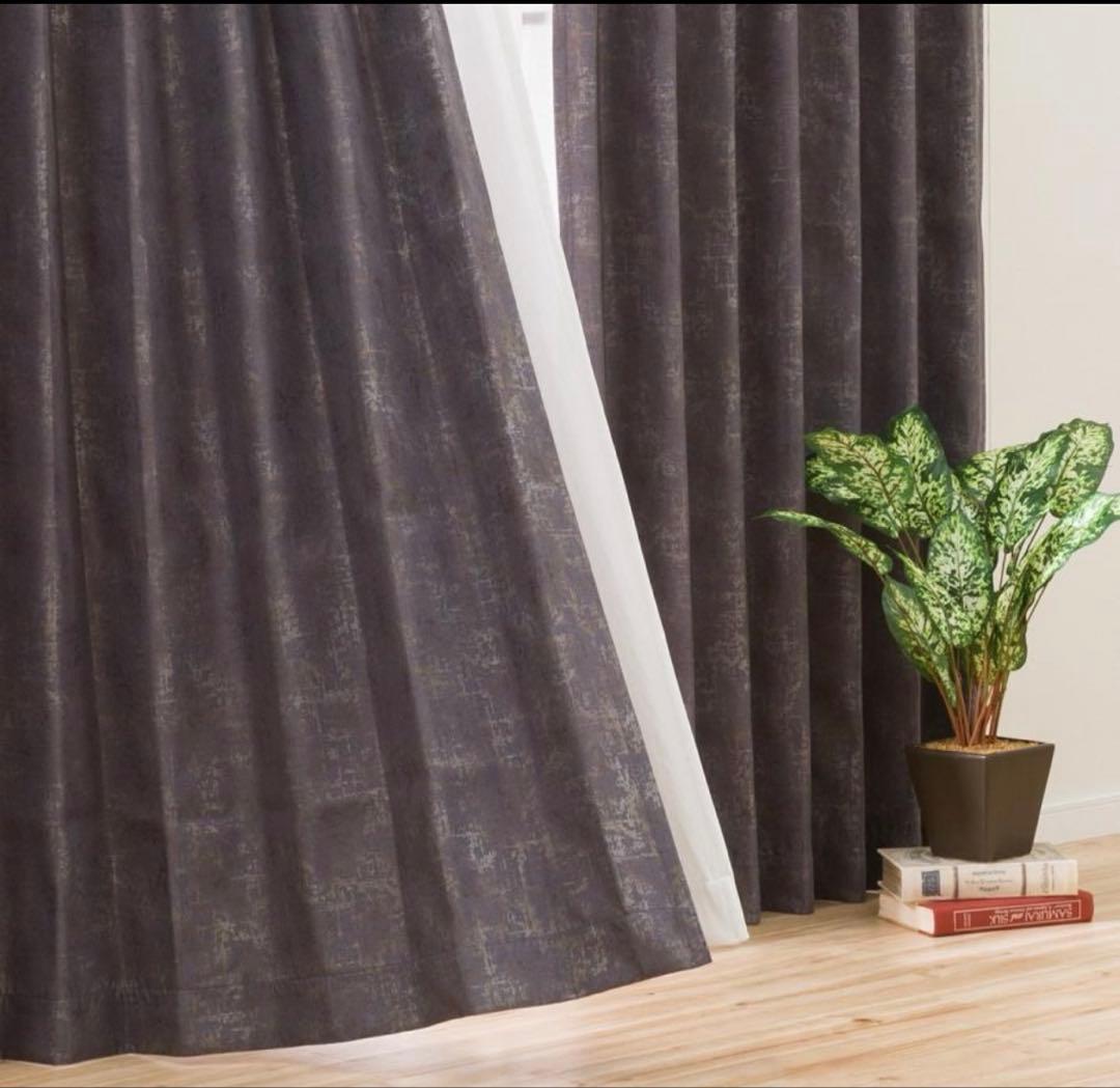 ニトリ　遮光カーテン　シャーメゾン　高窓用2箇所　100×230 4枚組 遮光2級・遮熱カーテン&遮熱・ミラーレース4枚セット(Nナーシャ2 IV