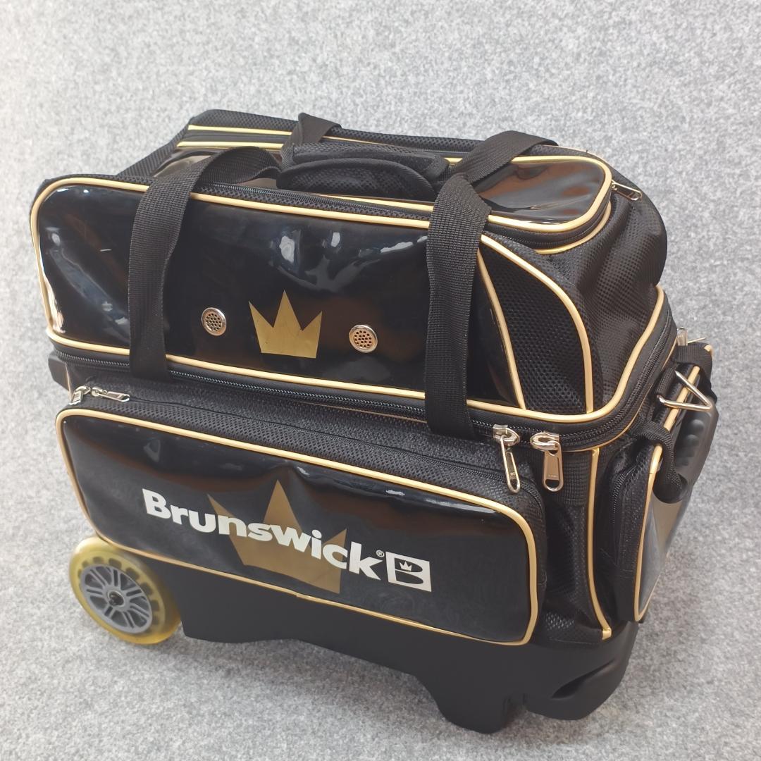 【美品】Brunswick クラウン2ボールローラー 黒×金 2ボール用 美品】Brunswick クラウン2ボールローラー 黒×金 2ボール用