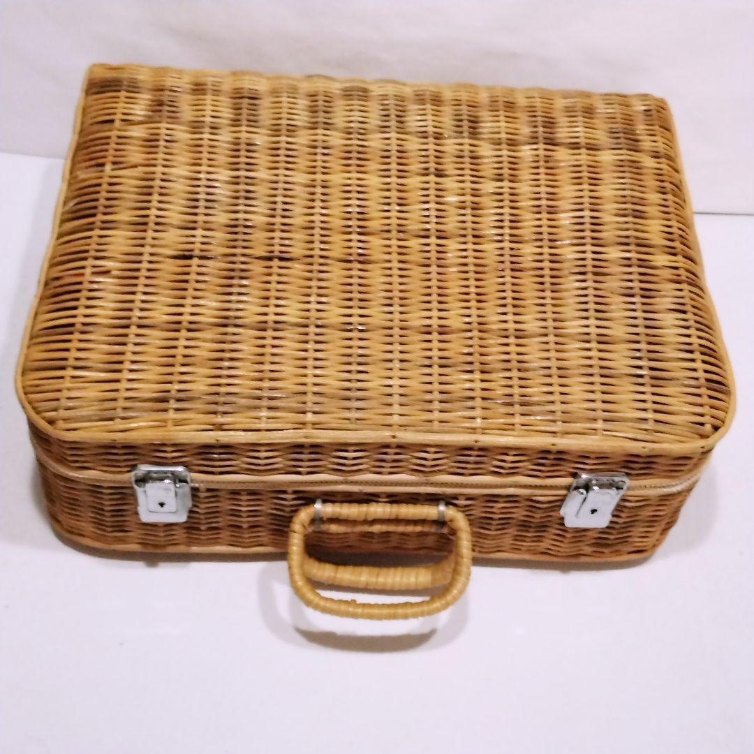 レトロ 籐製 ラタン バスケット トランク カバンピクニックトランク