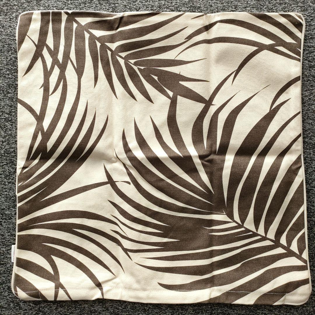 《新品》ブラウン.パームツリー柄クッションカバー2セット