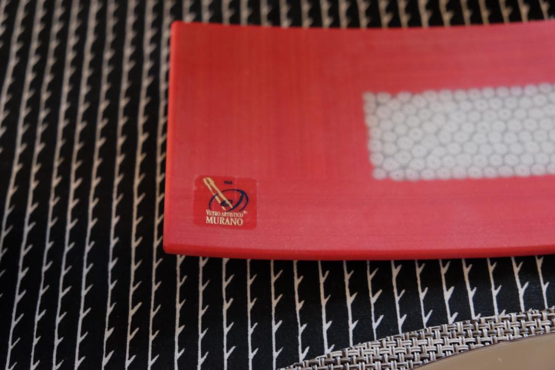 ベネチアンガラス ミルフィオリ プレート/検/エルコーレモレッティ/赤