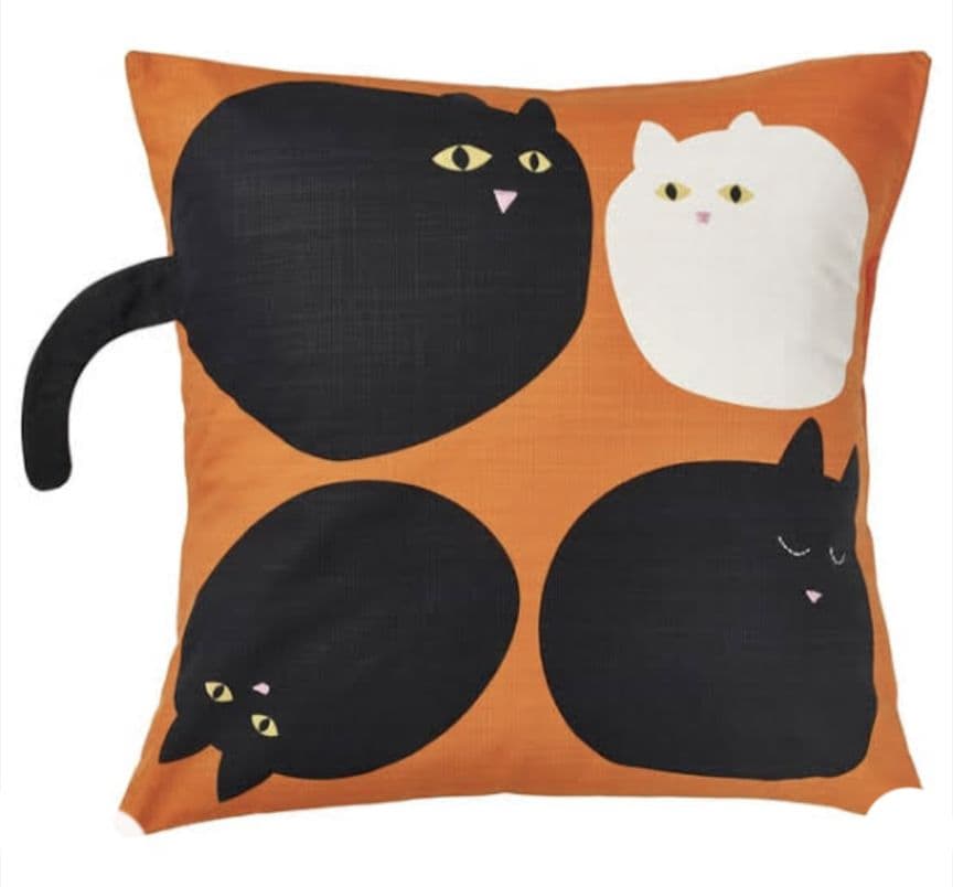 MÄVINN クッションカバー 猫柄 オレンジ 50x50 cm MÄVINN メーヴィン クッションカバー, ネコ模様 オレンジ, 50x50 cm - IKEA