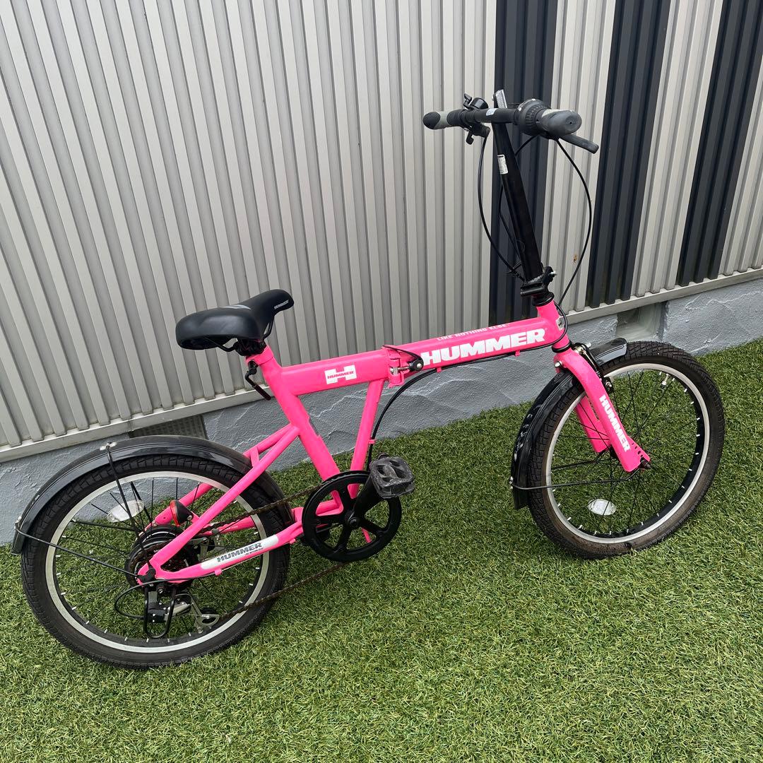 ☆20インチ☆ハマー☆折り畳み自転車☆ピンク☆中古☆ - メルカリ