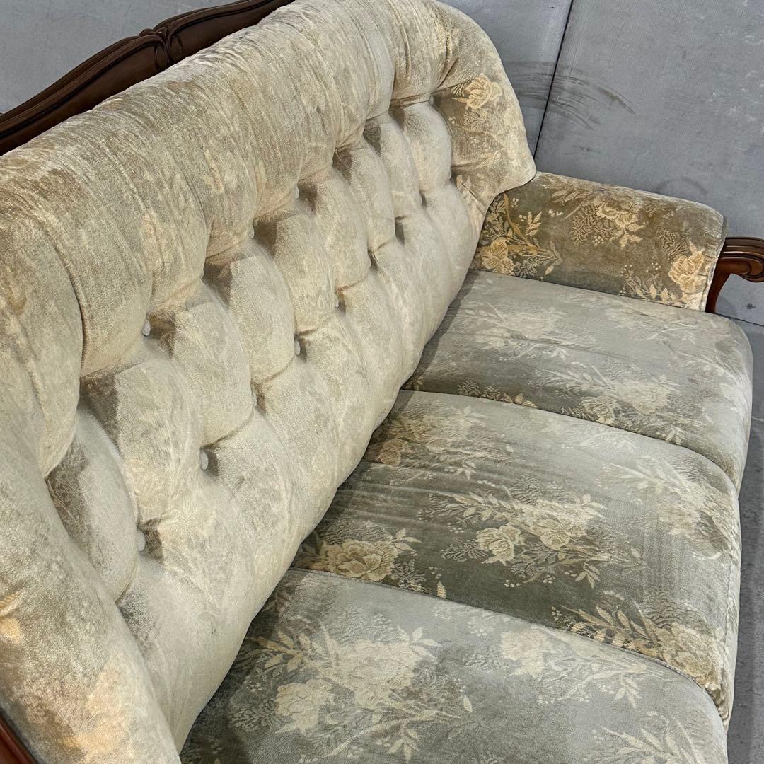 ✿70s✿ 昭和レトロ カリモク 3人掛けソファ ヴィンテージ 応接家具 金