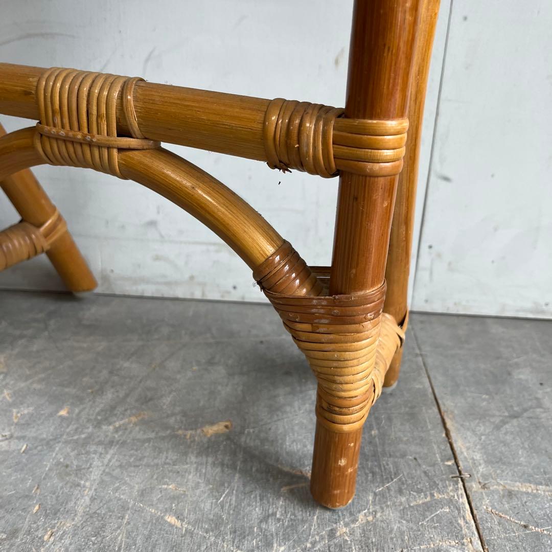 ヴィンテージ ラタン 籐 フラワースタンド 花台 開閉式 昭和レトロ