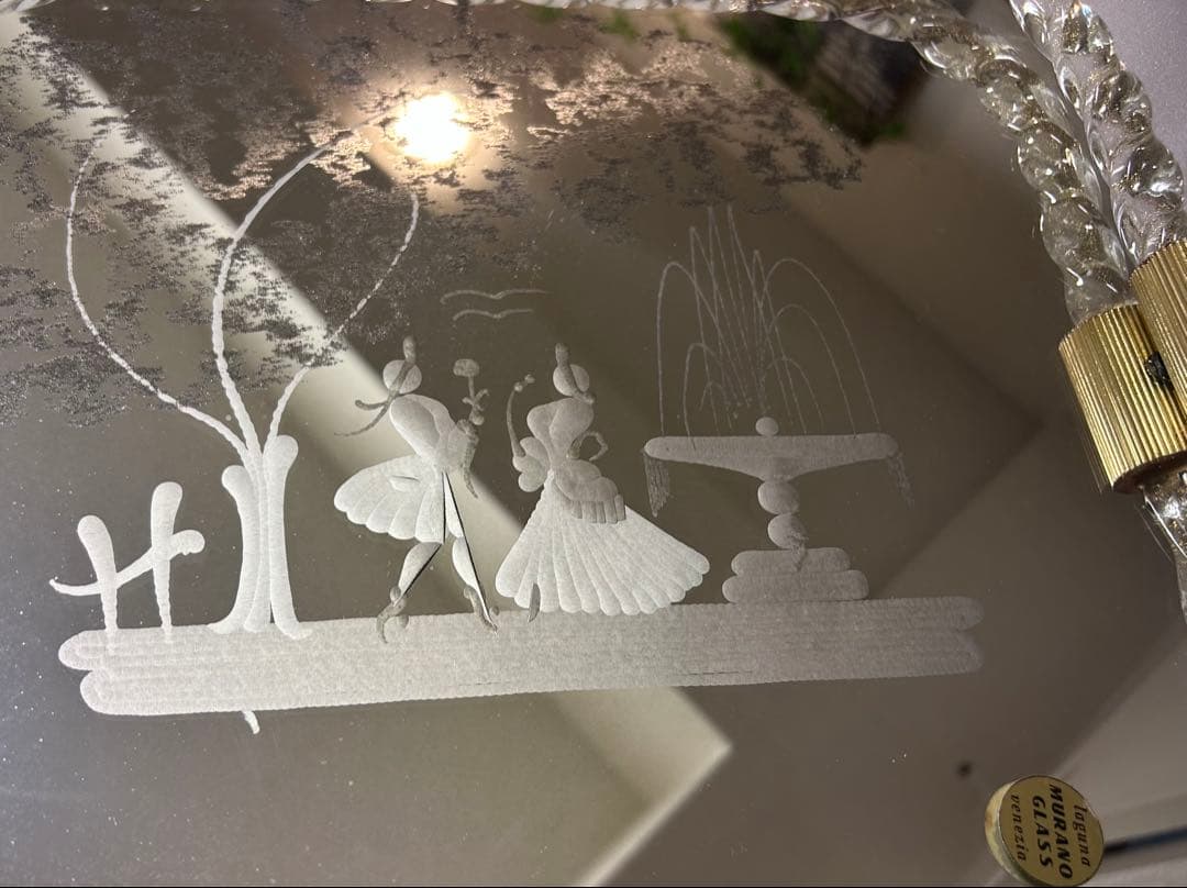 ベネチアンガラス ムラーノ エッチング ミラートレイ ムラーノガラス