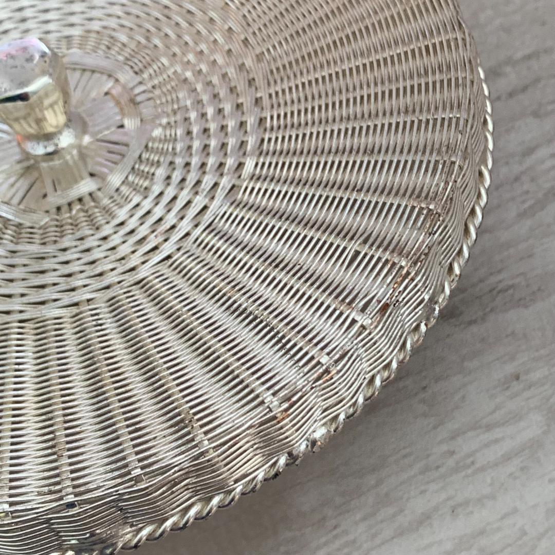 銀座和光 WAKO 銀仕上げ 小物入れ シルバー バスケット カゴ 蓋つき