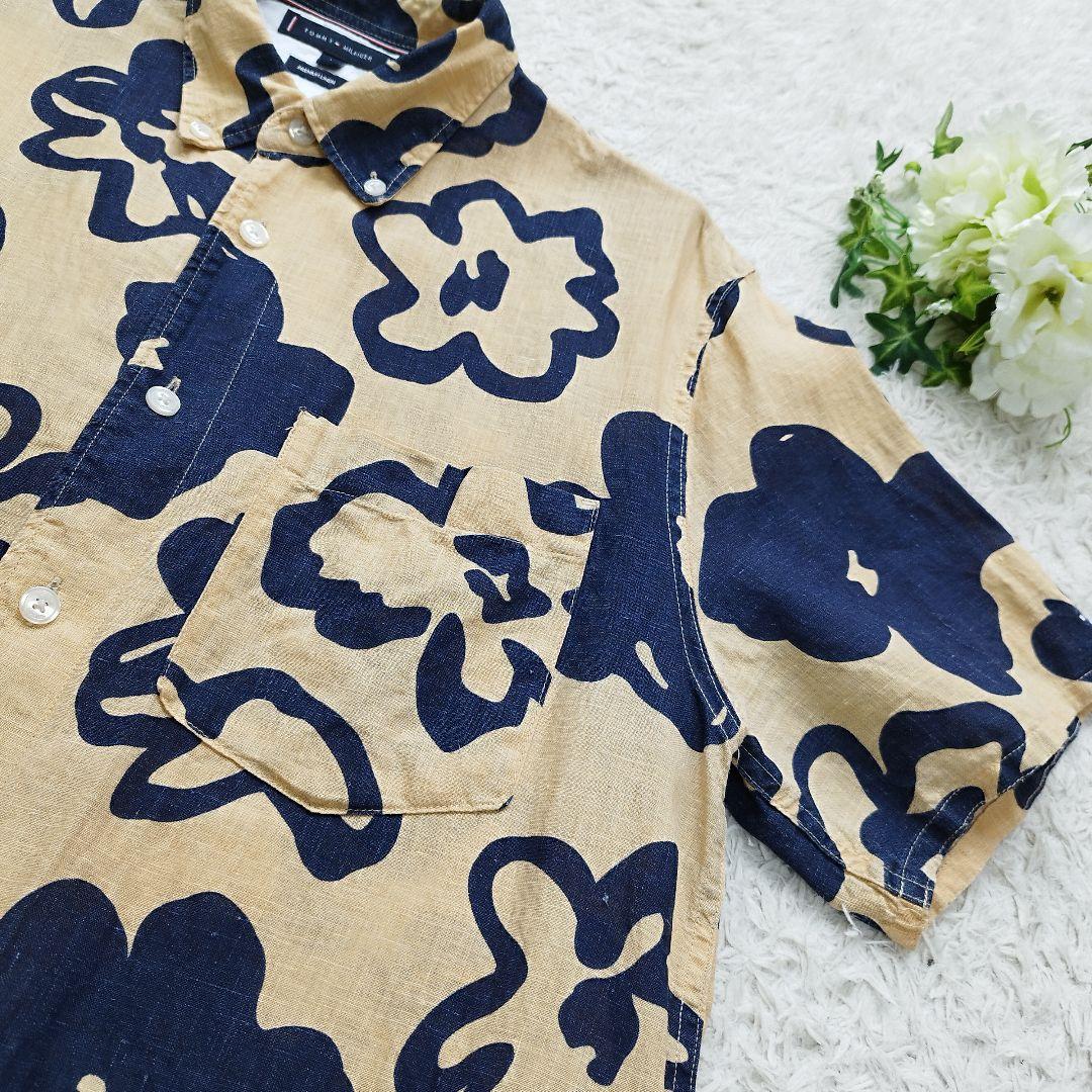 トミー ヒルフィガー リネン 半袖シャツ 花柄 ビッグフラワー 総柄