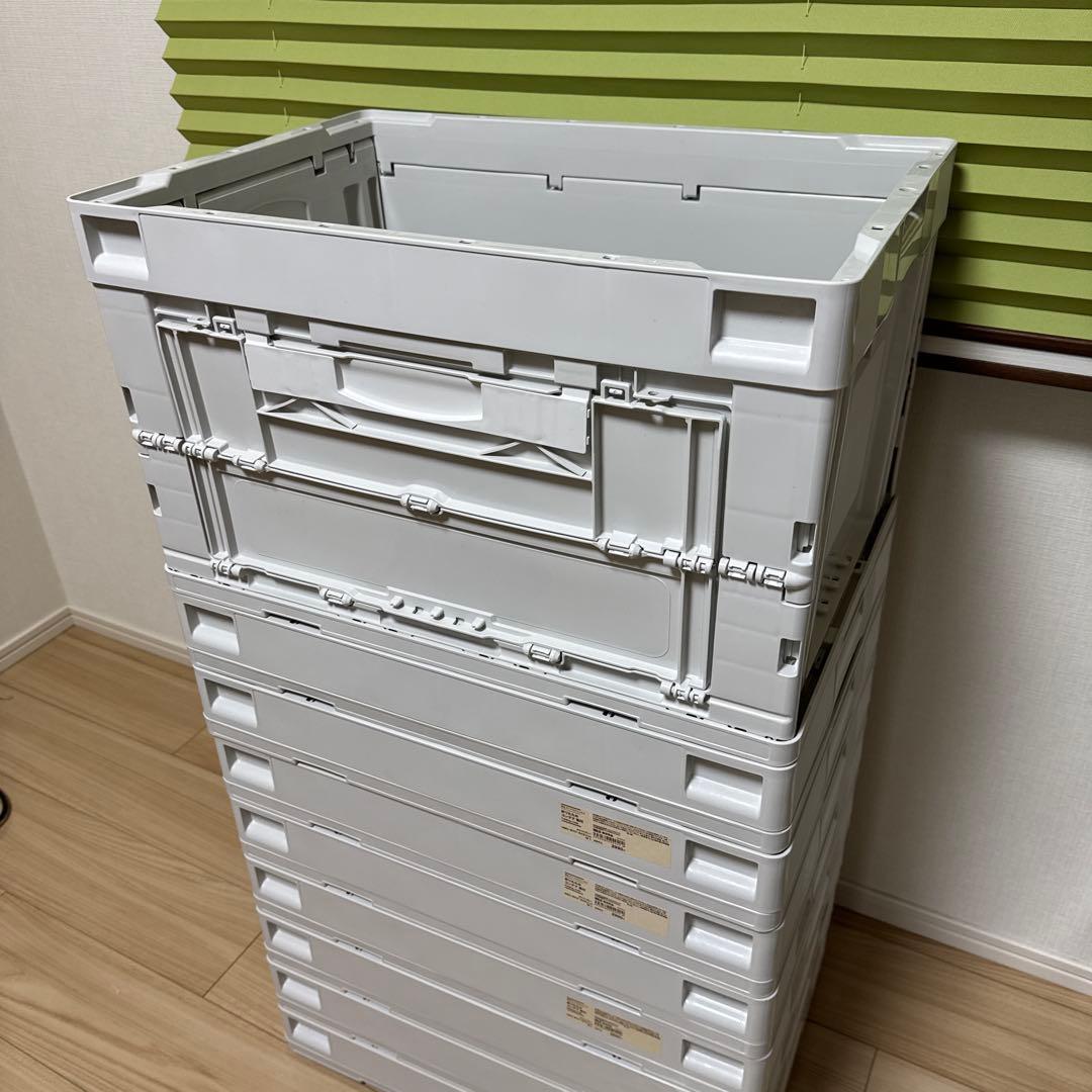 無印良品 折りたたみコンテナ 窓付 ホワイトグレー 50L 5個セット おまけ② 再生ポリプロピレン入り 折りたたみコンテナ 窓付 50L ホワイト