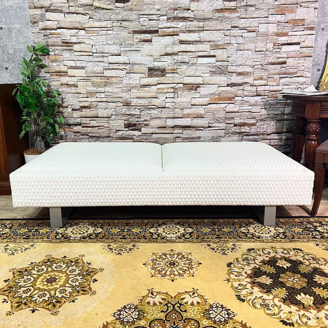 ꧁ROCKSTONE꧂ 楽風庵 ベンチ 岩倉榮利 2人掛け 牛革レザー ホワイト ROCKSTONE(ロックストーン)岩倉榮利デザインの楽風庵 (ラフアン