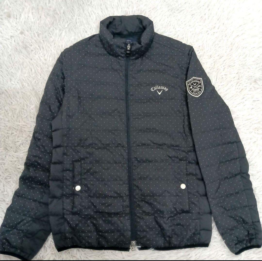 Callaway キャロウェイ　ダウン　２way　メンズ　ドット柄　M 10%OFF価格／Callaway キャロウェイ 2WAYダウンジャケット ネイビー×白