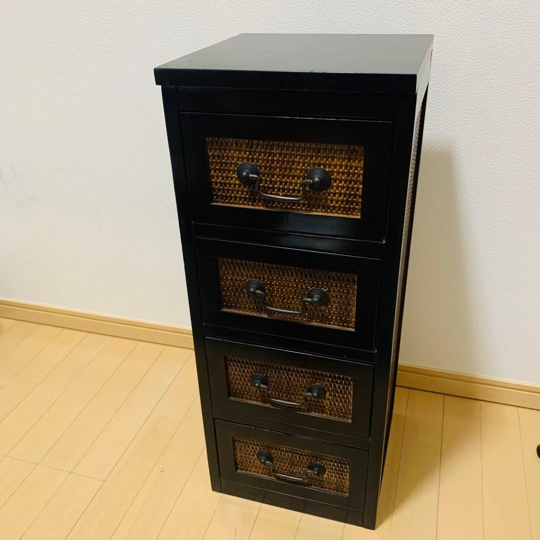 アジアン家具　籐 ラタン 木枠4段チェスト 引き出し 収納 タンス 花台　電話台 楽天市場】ラタン チェスト 4段 木製 引き出し 収納 Tilem 籐 家具