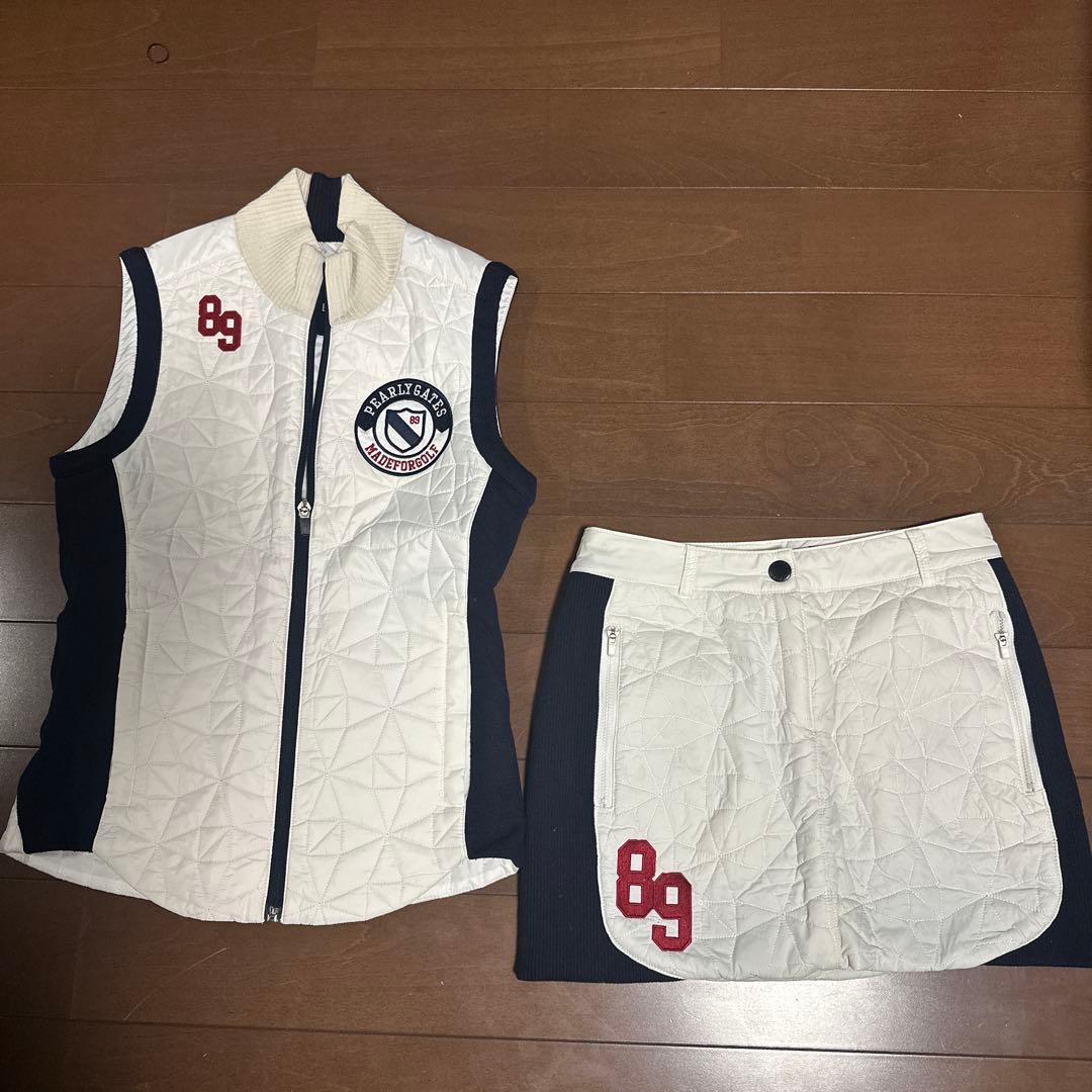 レア PEARLY GATES 韓国 スカートとダウンベストセット サイズ0