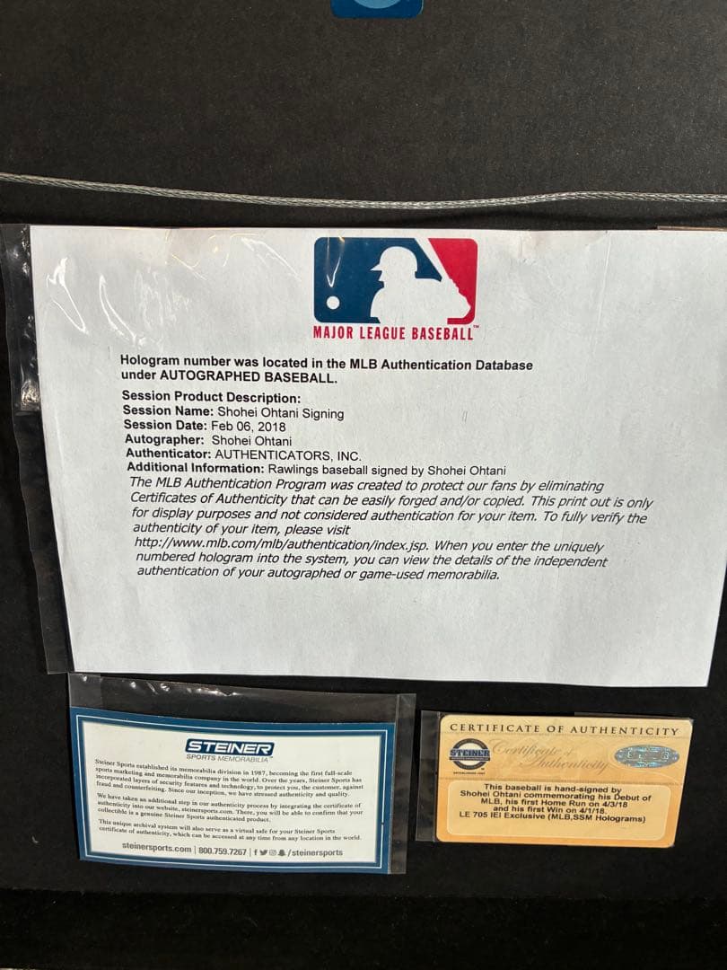 2018年MLBデビュー 大谷翔平 額縁付き直筆サインボール - メルカリ