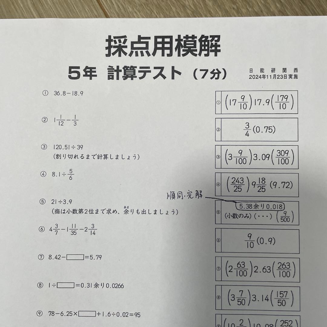 日能研 5年 学習力育成テスト 後期 第6回〜9回 2024年実施 4科 最新版