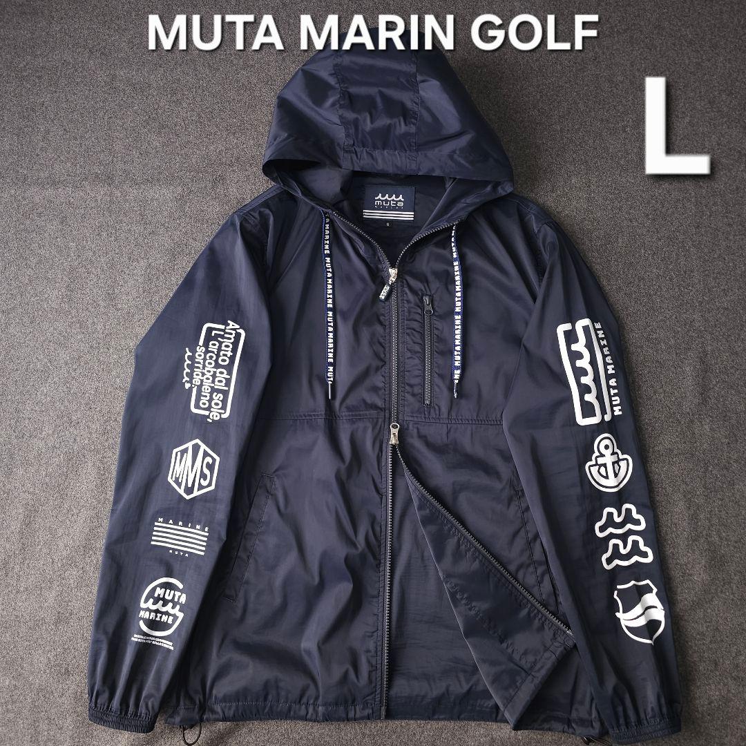 ムータマリンゴルフ ロゴ 多数 ナイロンフーディーブルゾンジャケット L muta（ムータ） パーカーブルゾン メンズ マリン ゴルフ ゴルフウェア