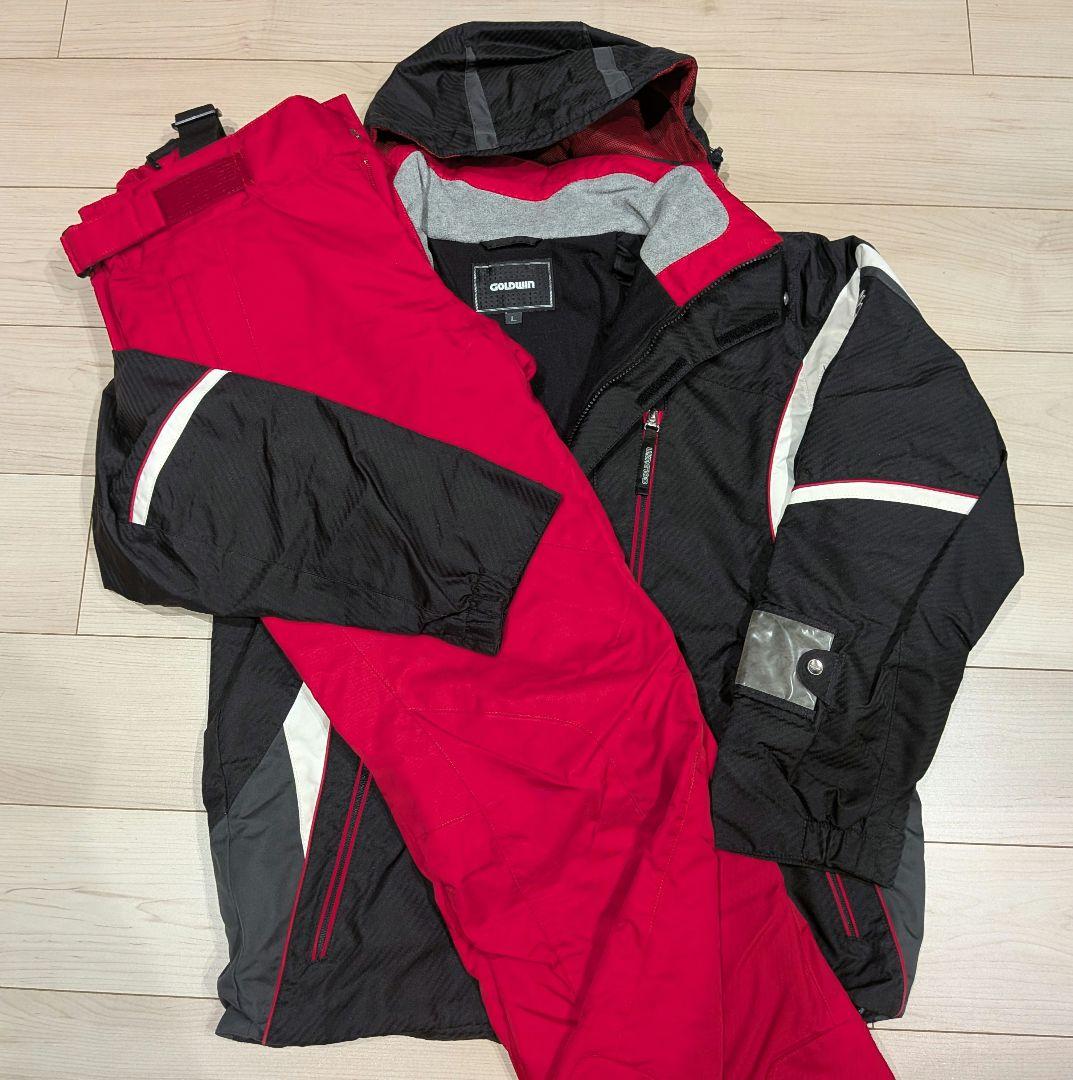 GOLDWIN スキー スノーボード ウェア Lサイズ 上下セット 黒/赤 GOLDWIN スノーボードウェア スキーウェア 上下セット レッド ブラック