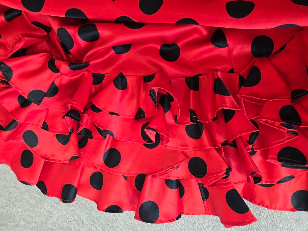 フラメンコ衣装 ファルダ 赤×黒 水玉 フラメンコ スカート - メルカリ