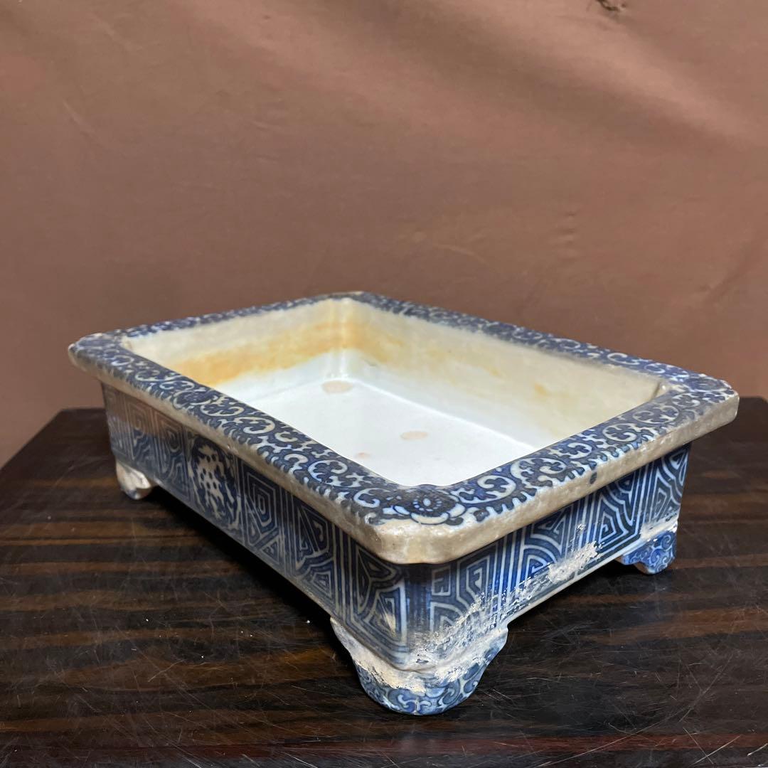 盆栽鉢 水盤 支那鉢 唐物 中国 古渡 古伊万里 染付け 時代鉢 - メルカリ