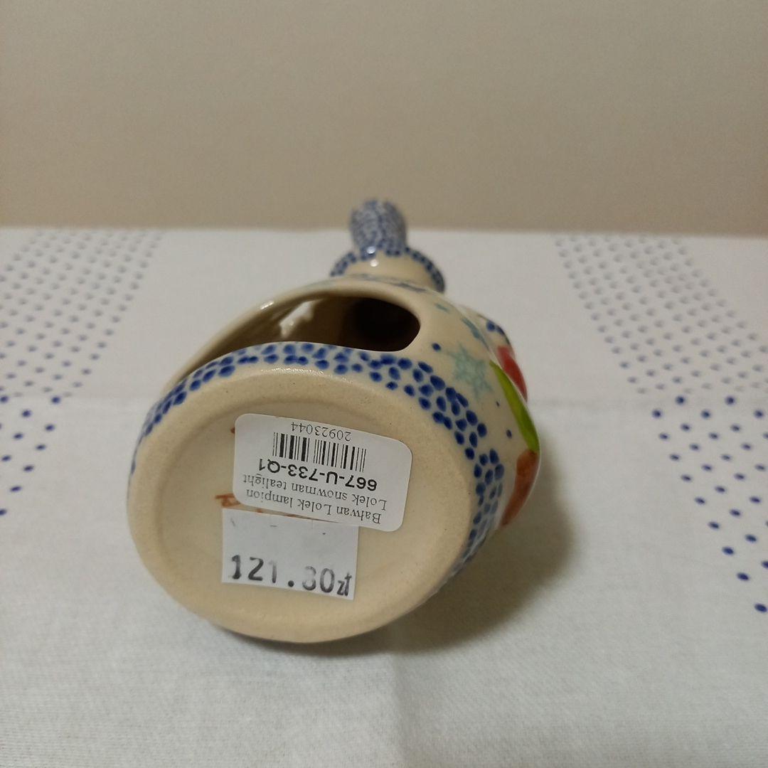 ポーリッシュポタリー ゆきだるま キャンドルホルダー 置物 - メルカリ