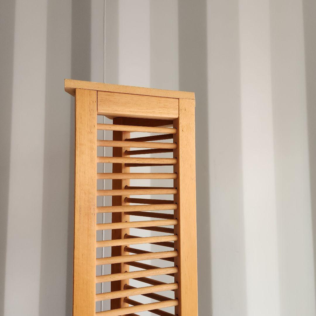 希少 ヴィンテージ 木製　CDラック CDタワー 128.5cm 天然木