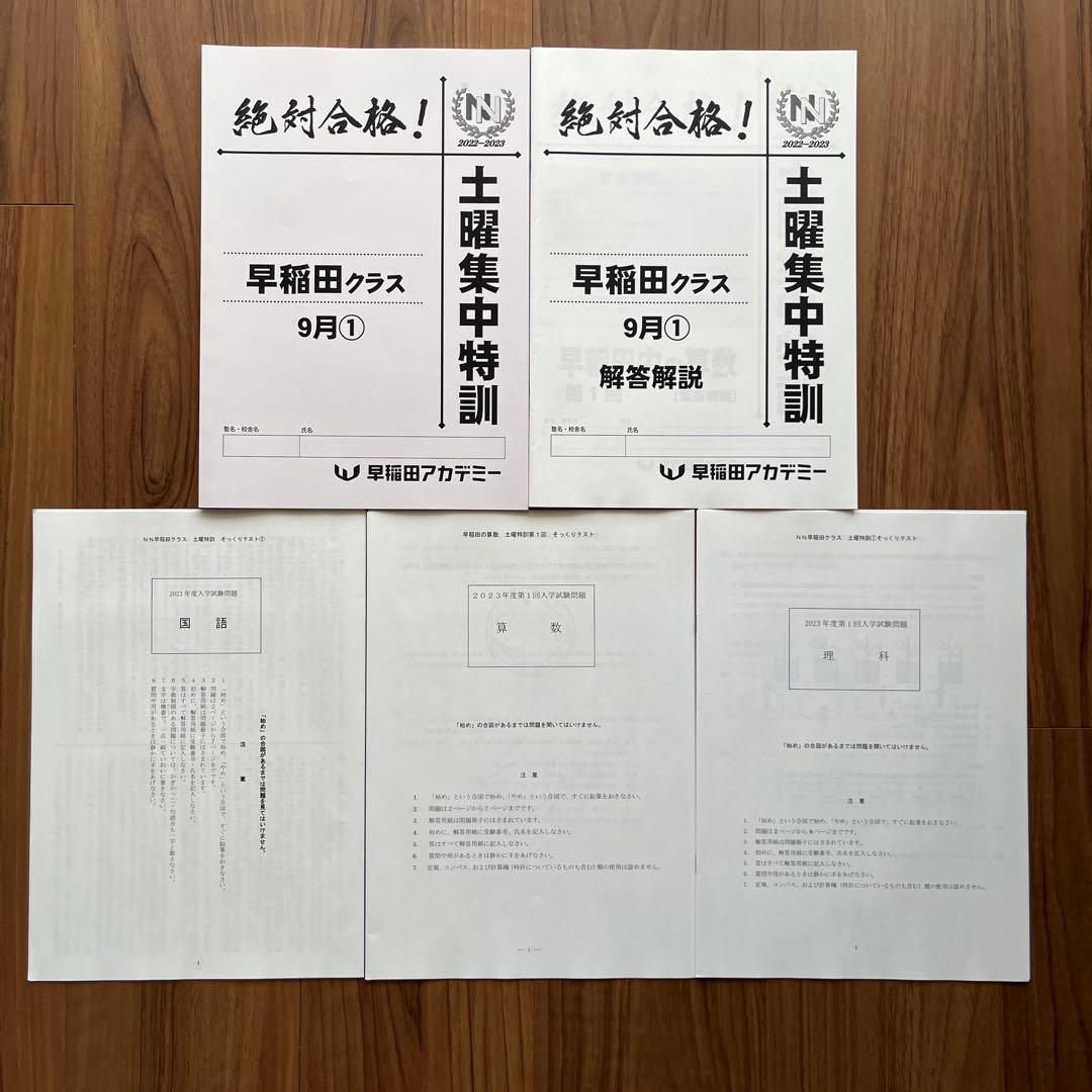 早稲田アカデミー NN早稲田 2022年 土曜集中特訓 第1回 そっくりテスト