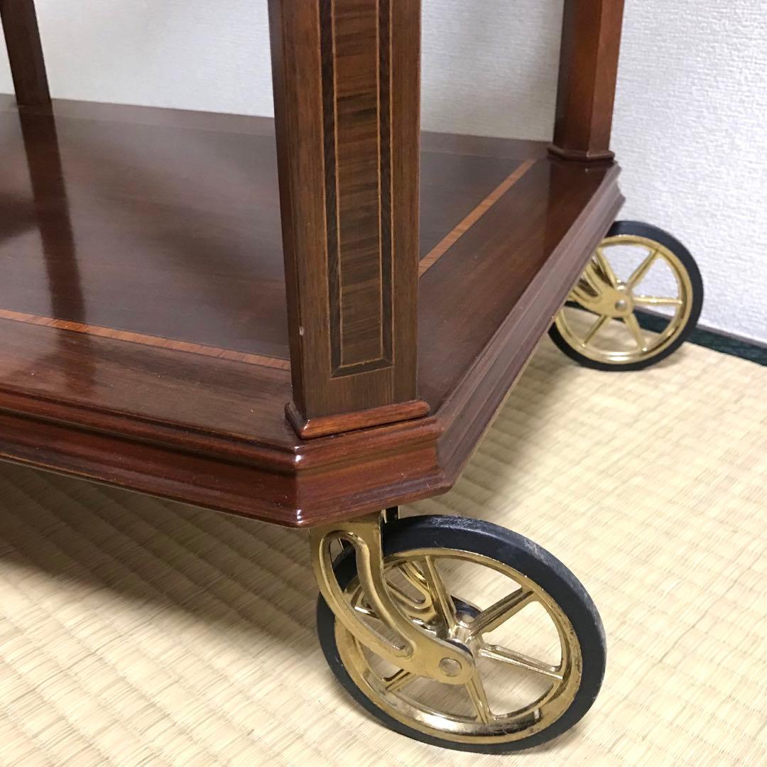 上品な 高級 キッチンワゴン 木製 アンティーク ビンテージ レストラン