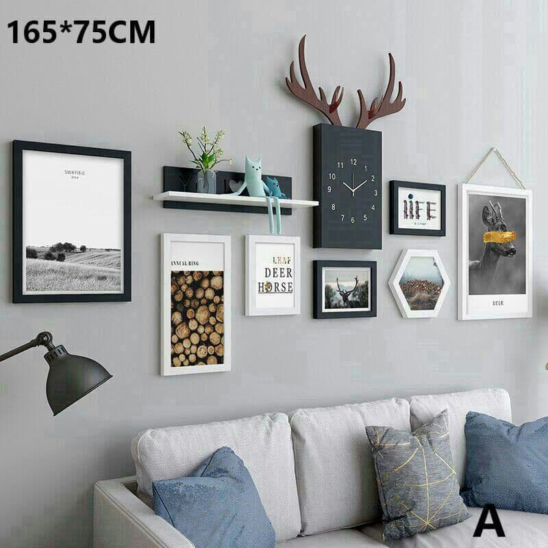 北欧の写真の壁は穴の客間の額縁を免除して壁の組合せを掛けます436 Amazon | 北欧スタイルの正方形12インチ[30 * 30cm]セット木製フォト