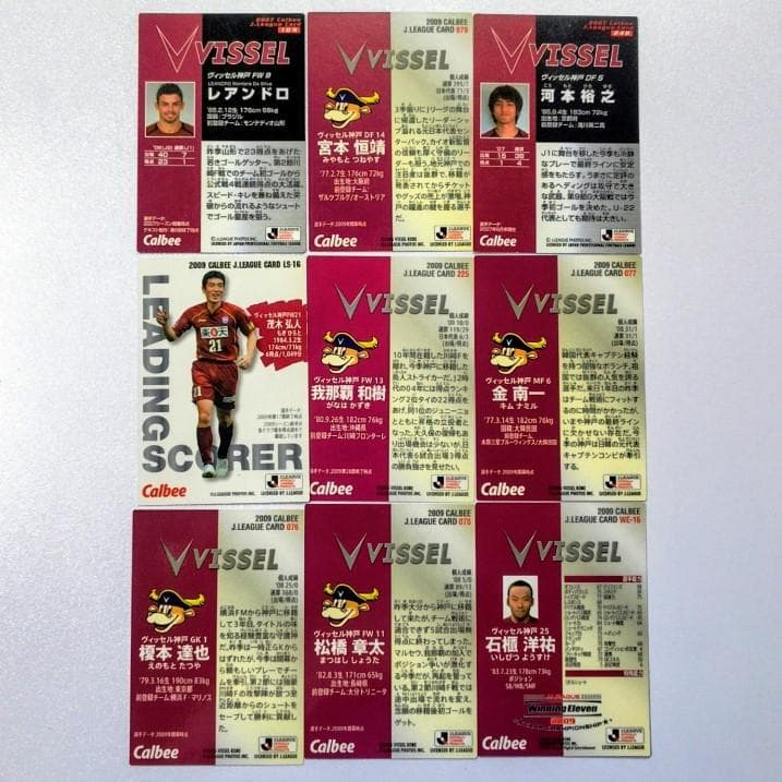 ヴィッセル神戸 9枚 2007 2009年 カルビーJリーグチップスカード