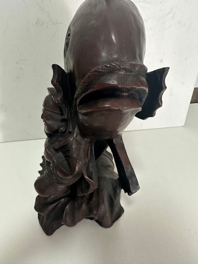 貴重 骨董 銘木 開運 金運 恵比寿様 鯛 木彫り 一刀彫 - メルカリ