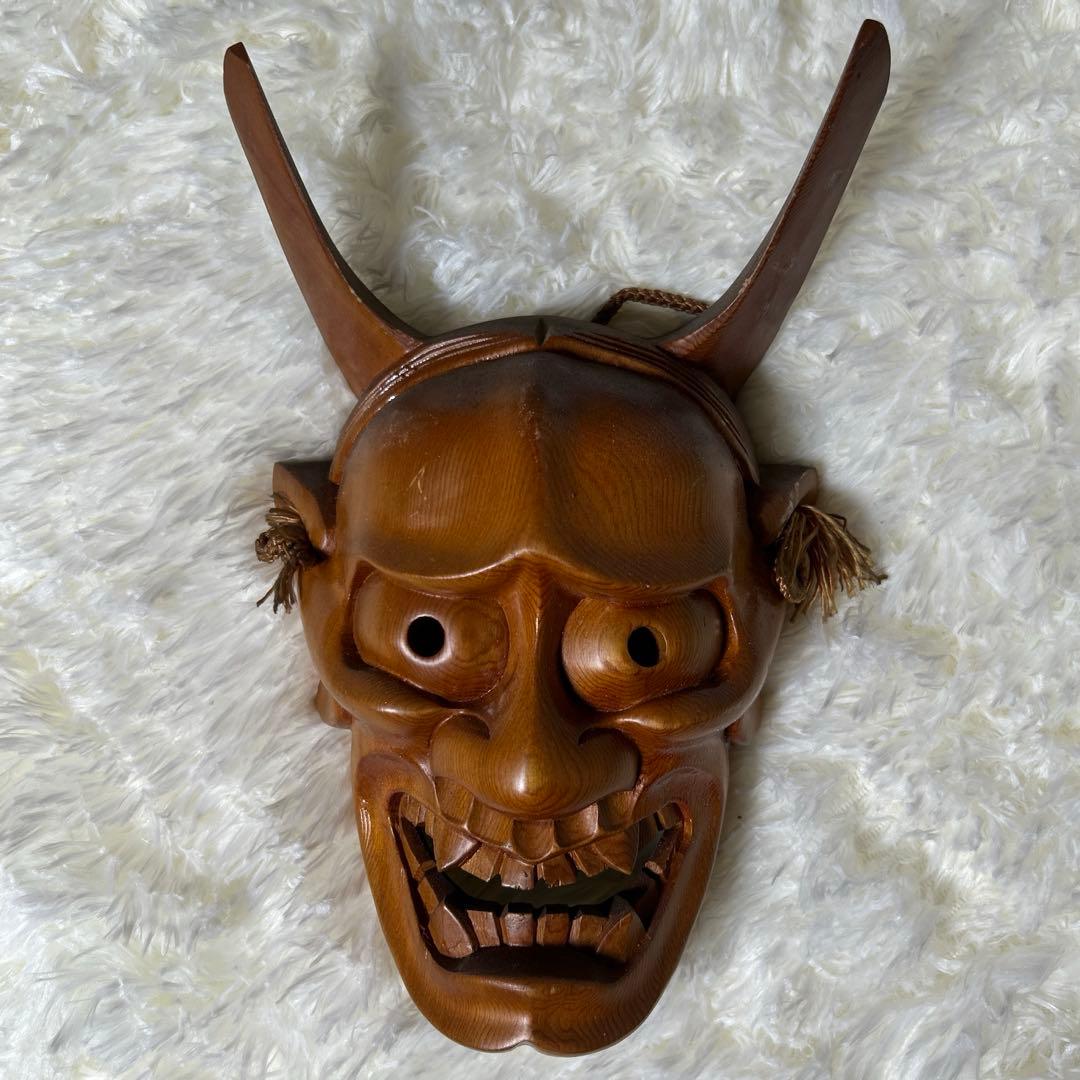 般若面 能面 木彫り 厄除け 魔除け 伝統工芸 木製 アンティーク 骨董