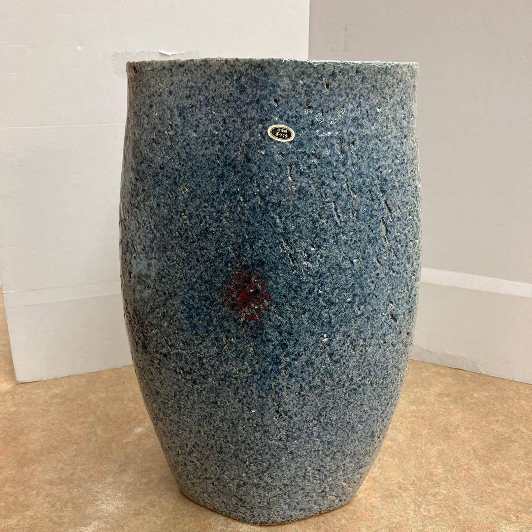 信楽焼手造り花器吹藍楕円 信楽焼手造り花器吹藍楕円 - メルカリ
