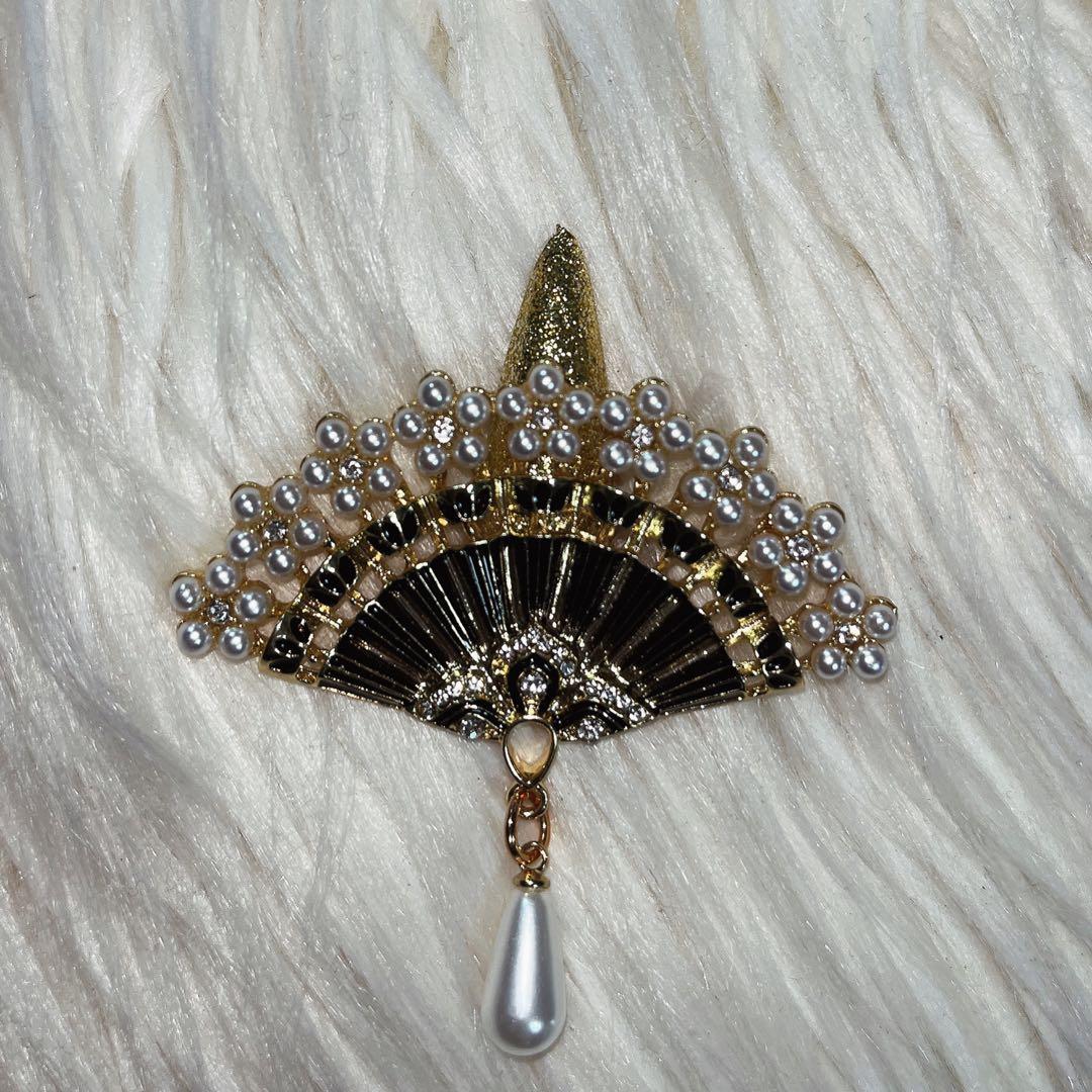 ネイルパーツ 扇子 ブラック 成人式ネイル - メルカリ